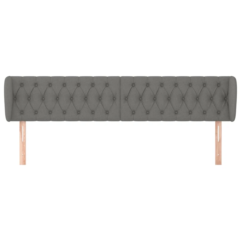 Tête de lit accessoire couchage chambre à coucher meuble capitonné avec rebord latéral 203 x 23 x 78/88 cm tissu gris foncé TDL0204922