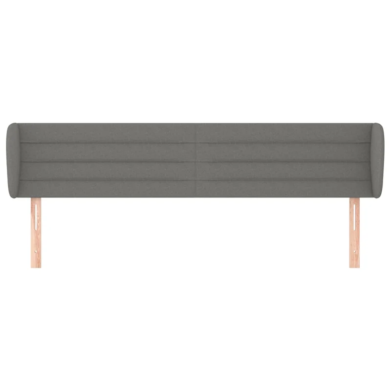 Tête de lit accessoire couchage chambre à coucher meuble avec rebord latéral 203 x 23 x 78/88 cm tissu gris foncé TDL0204919