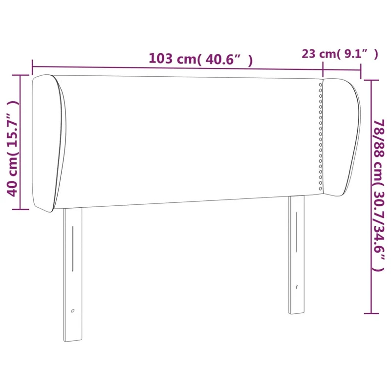 Tête de lit accessoire couchage chambre à coucher meuble avec rebord latéral 103 x 23 x 78/88 cm tissu gris foncé TDL0205035