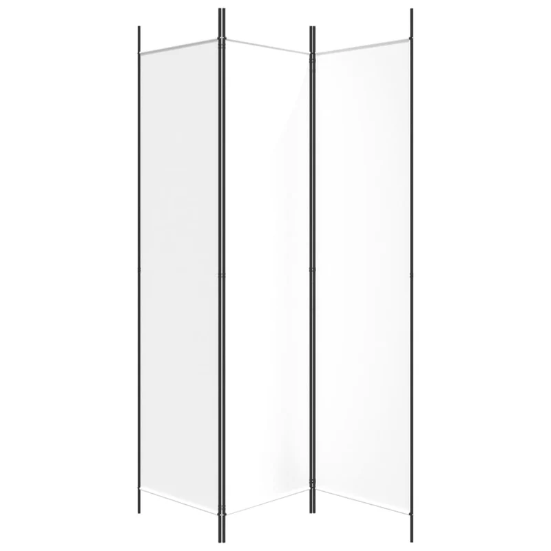 Paravent séparateur de pièce cloison 3 panneaux 150 x 200 cm tissu blanc et fer DEC030741