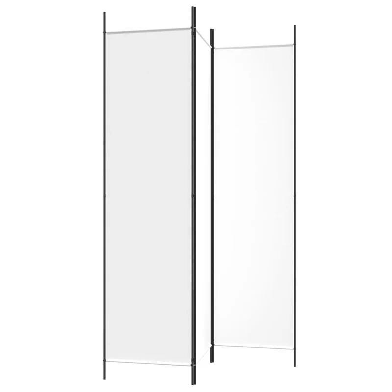 Paravent séparateur de pièce cloison 3 panneaux 150 x 200 cm tissu blanc et fer DEC030741