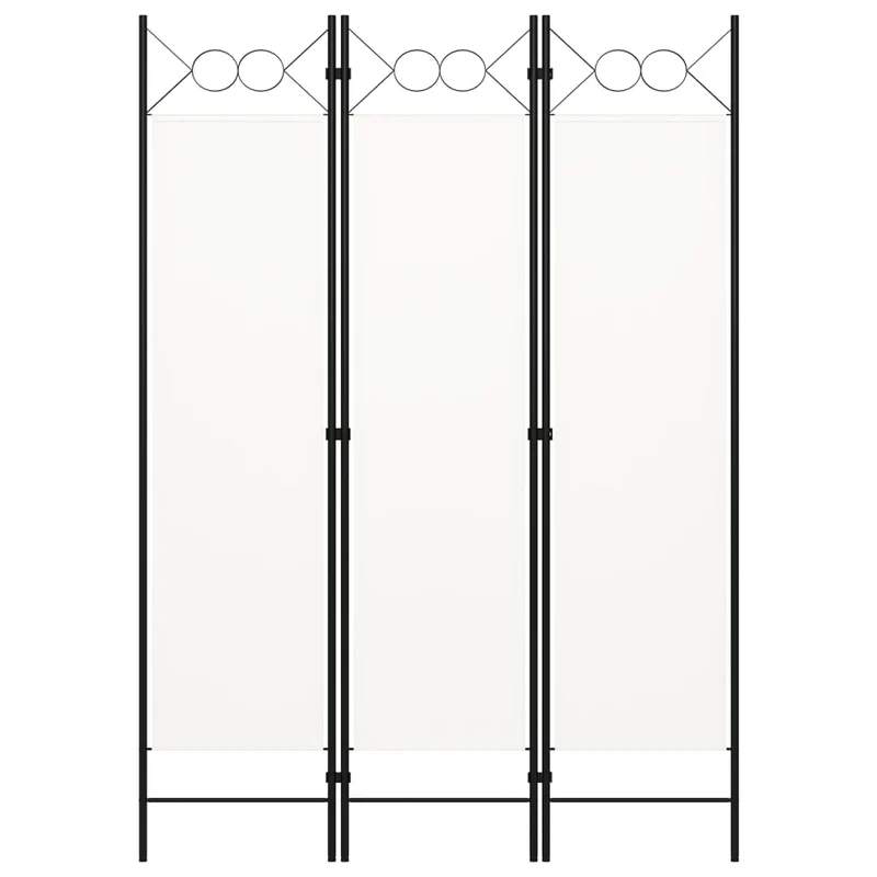 Paravent séparateur de pièce cloison 3 panneaux 120 x 180 cm tissu blanc et fer DEC030735