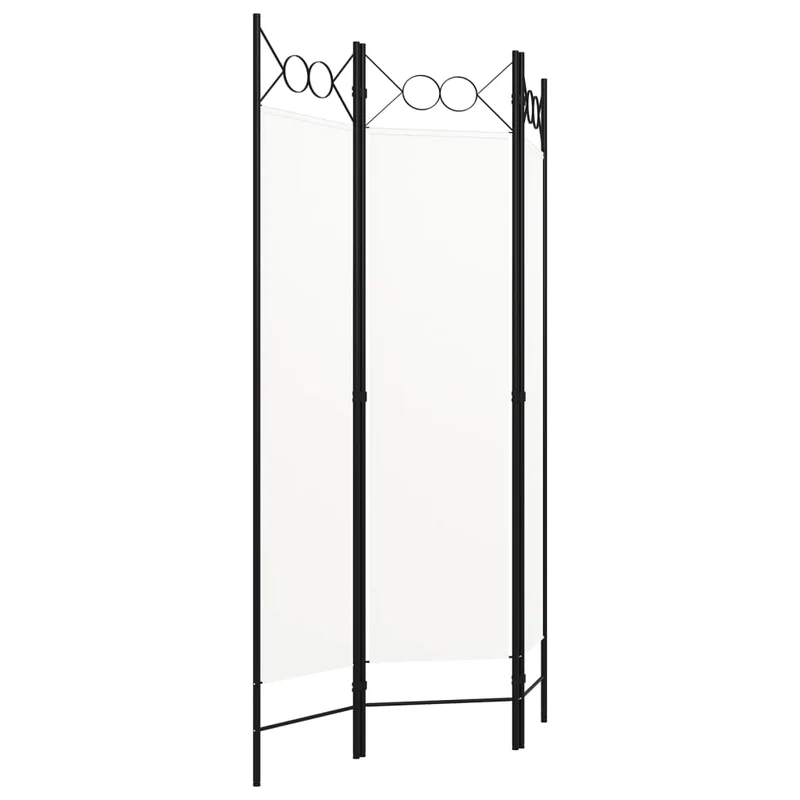 Paravent séparateur de pièce cloison 3 panneaux 120 x 180 cm tissu blanc et fer DEC030735