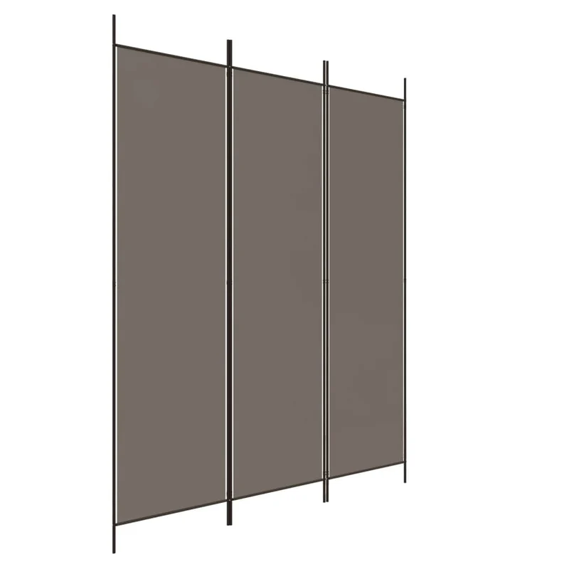 Paravent séparateur de pièce cloison 3 panneaux 150 x 200 cm tissu anthracite et fer DEC030723