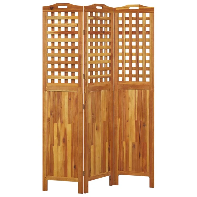 Paravent séparateur de pièce cloison 3 panneaux 121,5 x 2 x 180 cm bois d'acacia marron DEC030718