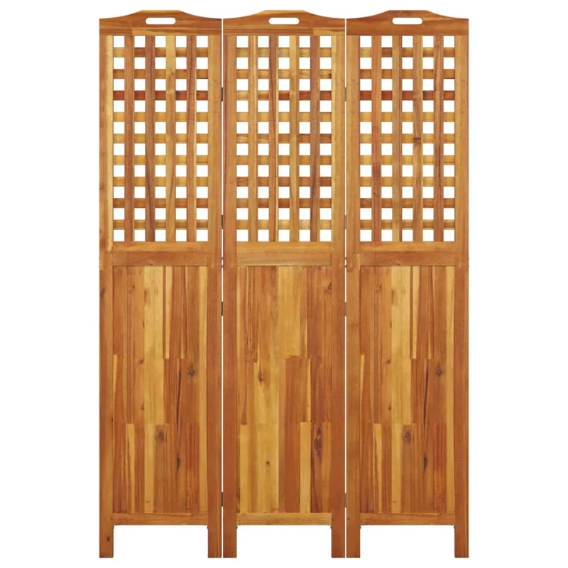 Paravent séparateur de pièce cloison 3 panneaux 121,5 x 2 x 180 cm bois d'acacia marron DEC030718