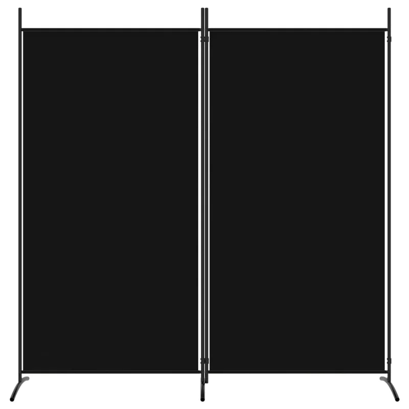 Paravent séparateur de pièce cloison 2 panneaux 175 x 180 cm tissu noir et fer DEC030713