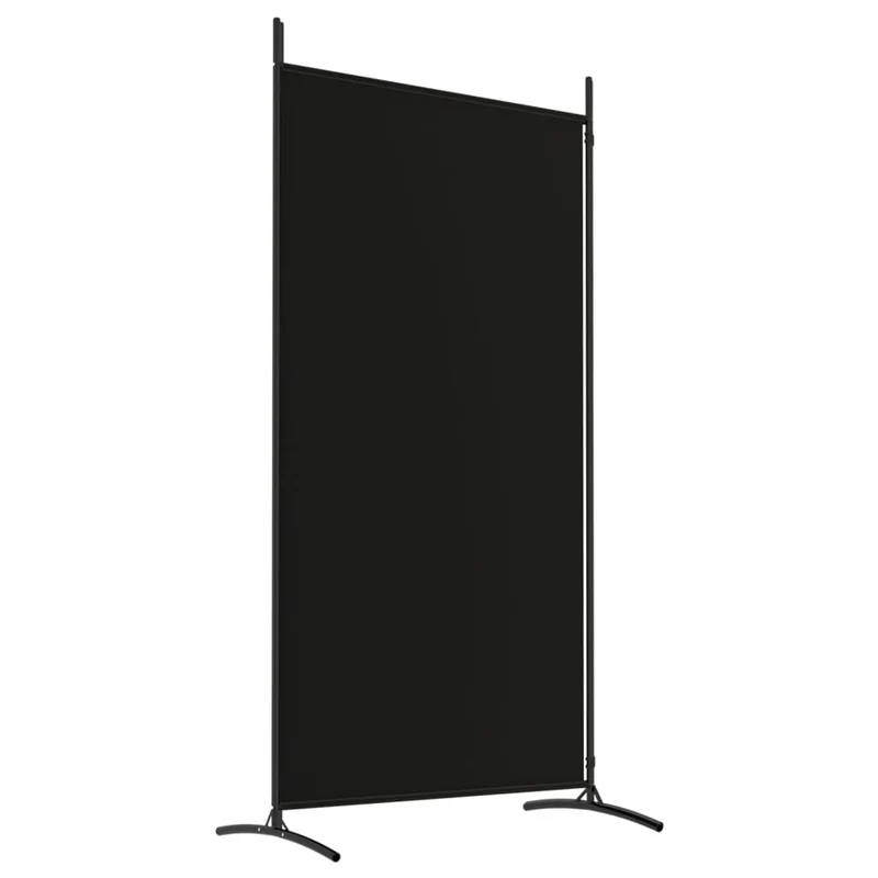Paravent séparateur de pièce cloison 2 panneaux 175 x 180 cm tissu noir et fer DEC030713