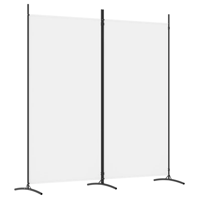 Paravent séparateur de pièce cloison 2 panneaux 175 x 180 cm en tissu blanc et fer DEC030709