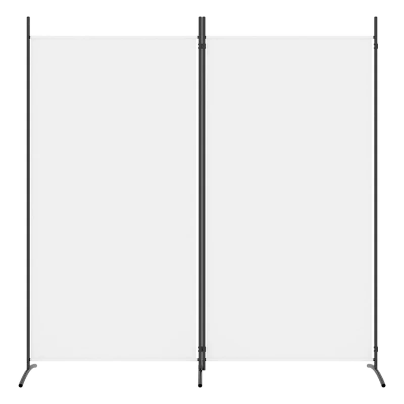 Paravent séparateur de pièce cloison 2 panneaux 175 x 180 cm en tissu blanc et fer DEC030709