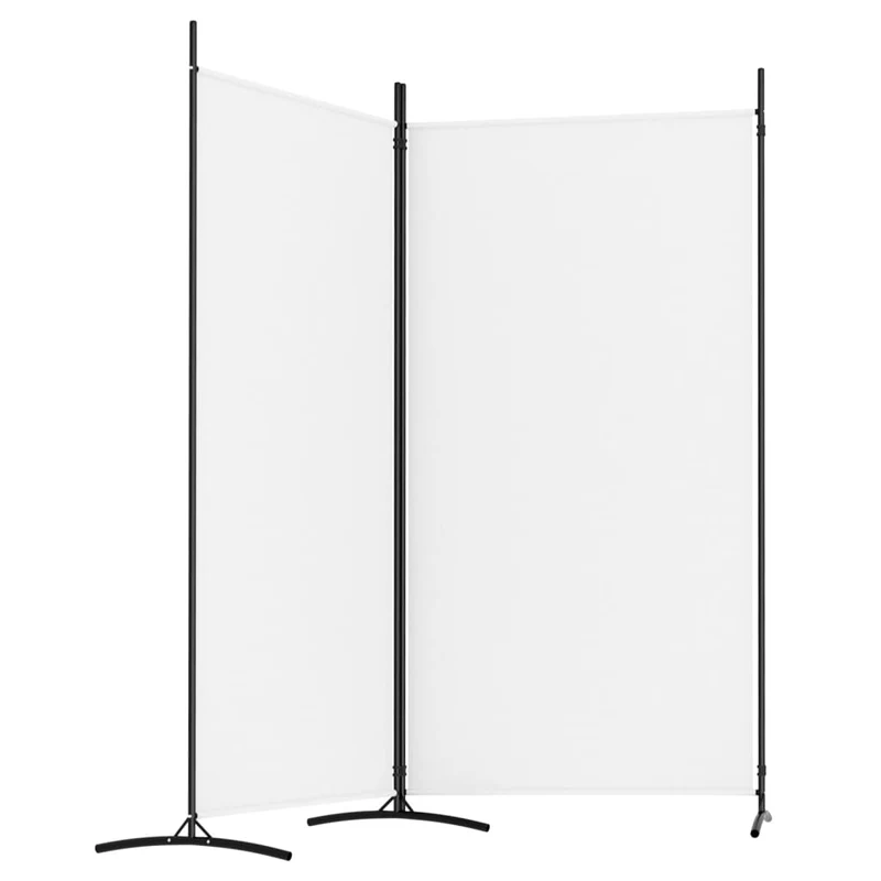 Paravent séparateur de pièce cloison 2 panneaux 175 x 180 cm en tissu blanc et fer DEC030709