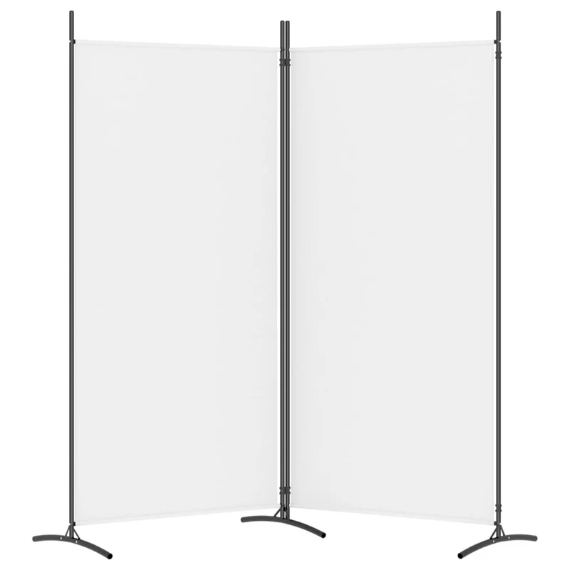 Paravent séparateur de pièce cloison 2 panneaux 175 x 180 cm en tissu blanc et fer DEC030709