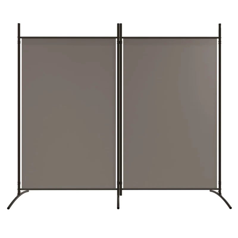 Paravent séparateur de pièce cloison 2 panneaux 175 x 180 cm tissu anthracite et fer DEC030707