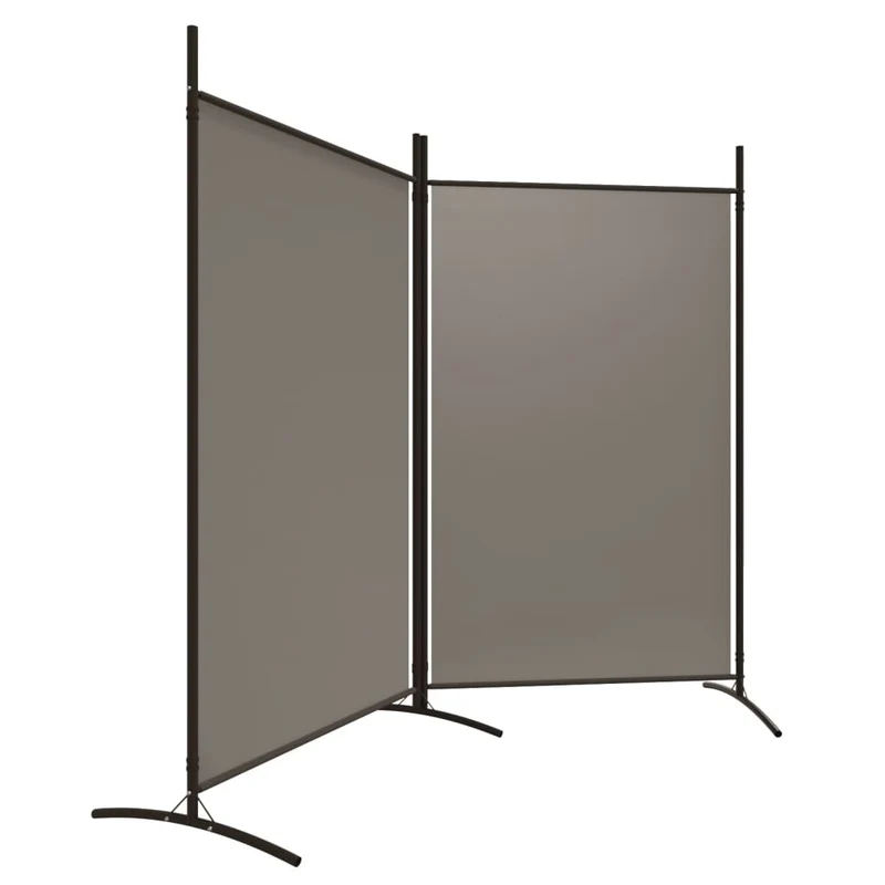 Paravent séparateur de pièce cloison 2 panneaux 175 x 180 cm tissu anthracite et fer DEC030707
