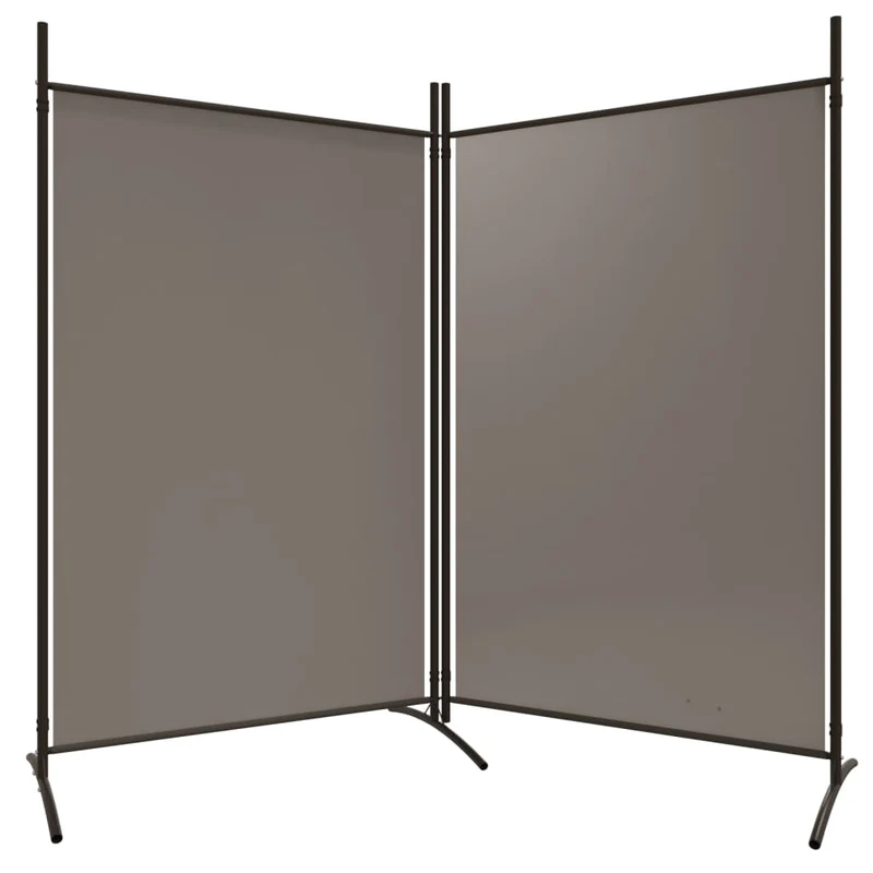 Paravent séparateur de pièce cloison 2 panneaux 175 x 180 cm tissu anthracite et fer DEC030707
