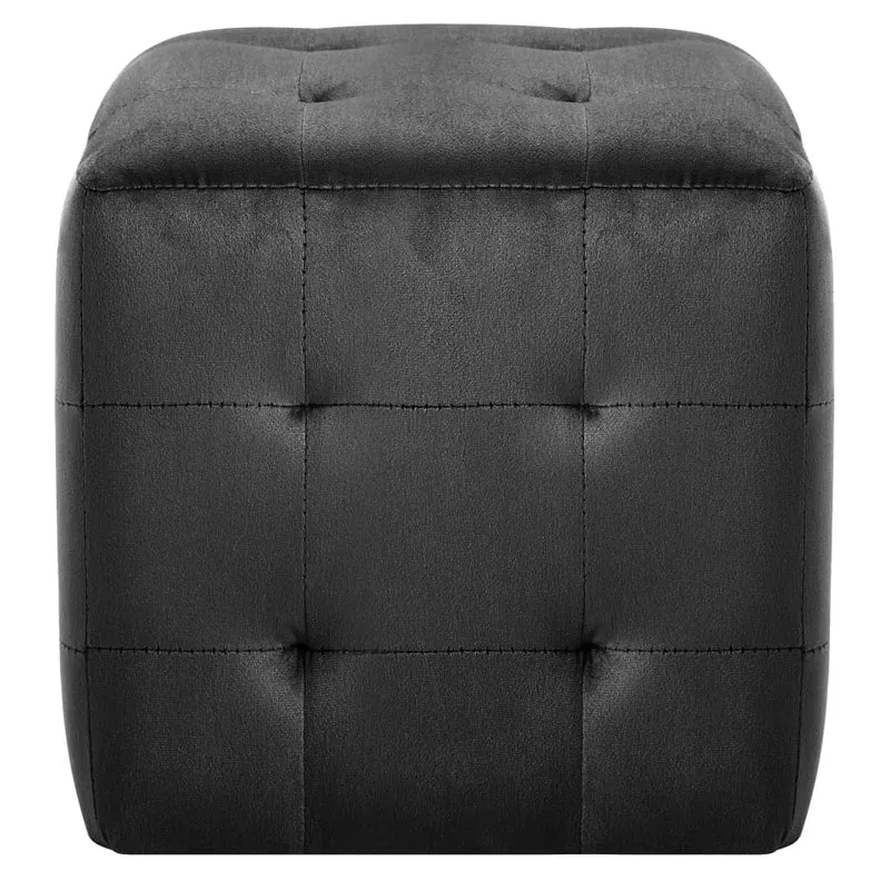 Lot de 2 poufs repose-pied tabouret capitonné 30 x 30 x 30 cm tissu velours noir DEC029939