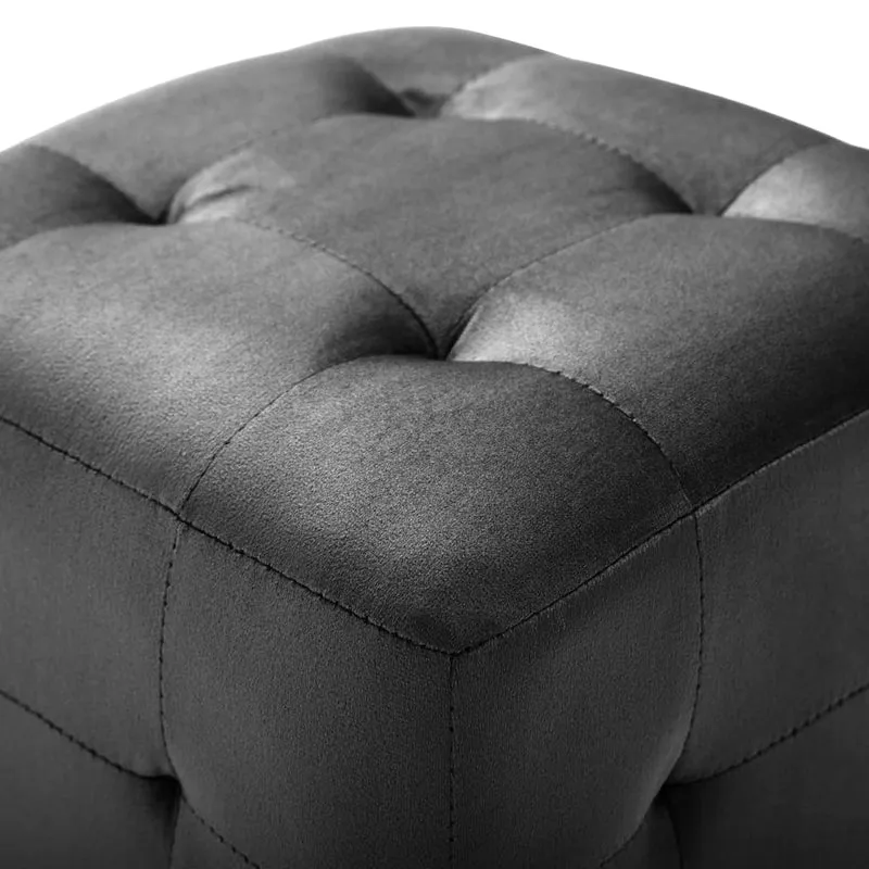 Lot de 2 poufs repose-pied tabouret capitonné 30 x 30 x 30 cm tissu velours noir DEC029939