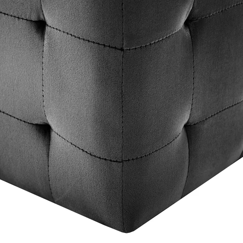 Lot de 2 poufs repose-pied tabouret capitonné 30 x 30 x 30 cm tissu velours noir DEC029939