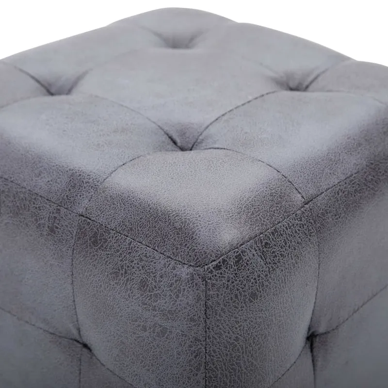 Lot de 2 poufs repose-pied tabouret capitonné 30 x 30 x 30 cm PVC aspect daim gris DEC029933