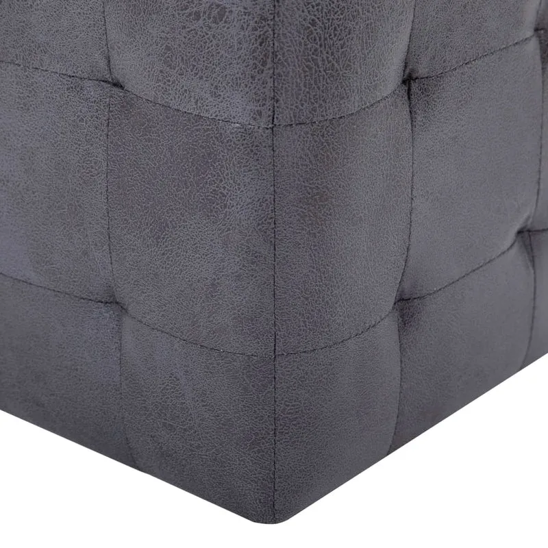 Lot de 2 poufs repose-pied tabouret capitonné 30 x 30 x 30 cm PVC aspect daim gris DEC029933