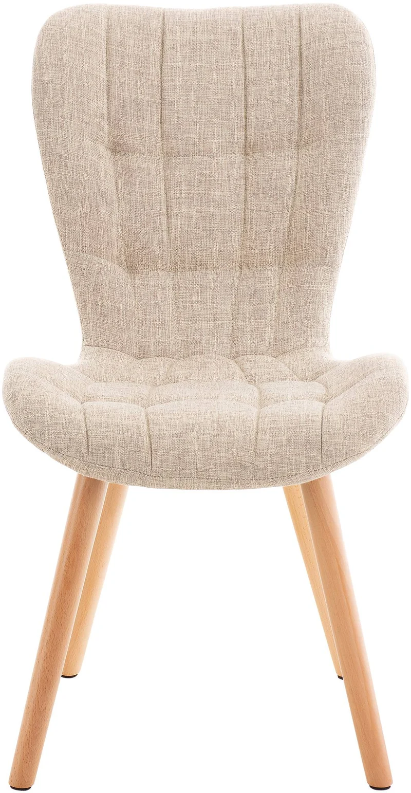 Lot de 2 chaises de salle à manger dossier haut coutures décoratives assise en tissu crème 10_0001653