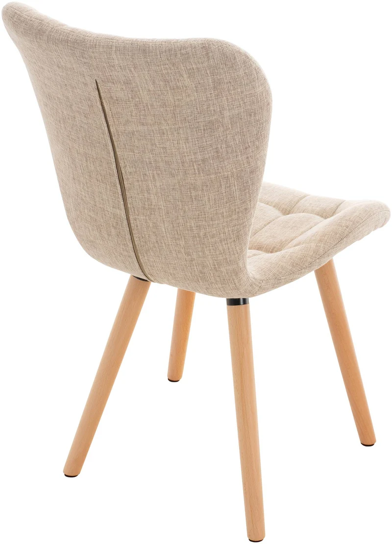 Lot de 2 chaises de salle à manger dossier haut coutures décoratives assise en tissu crème 10_0001653