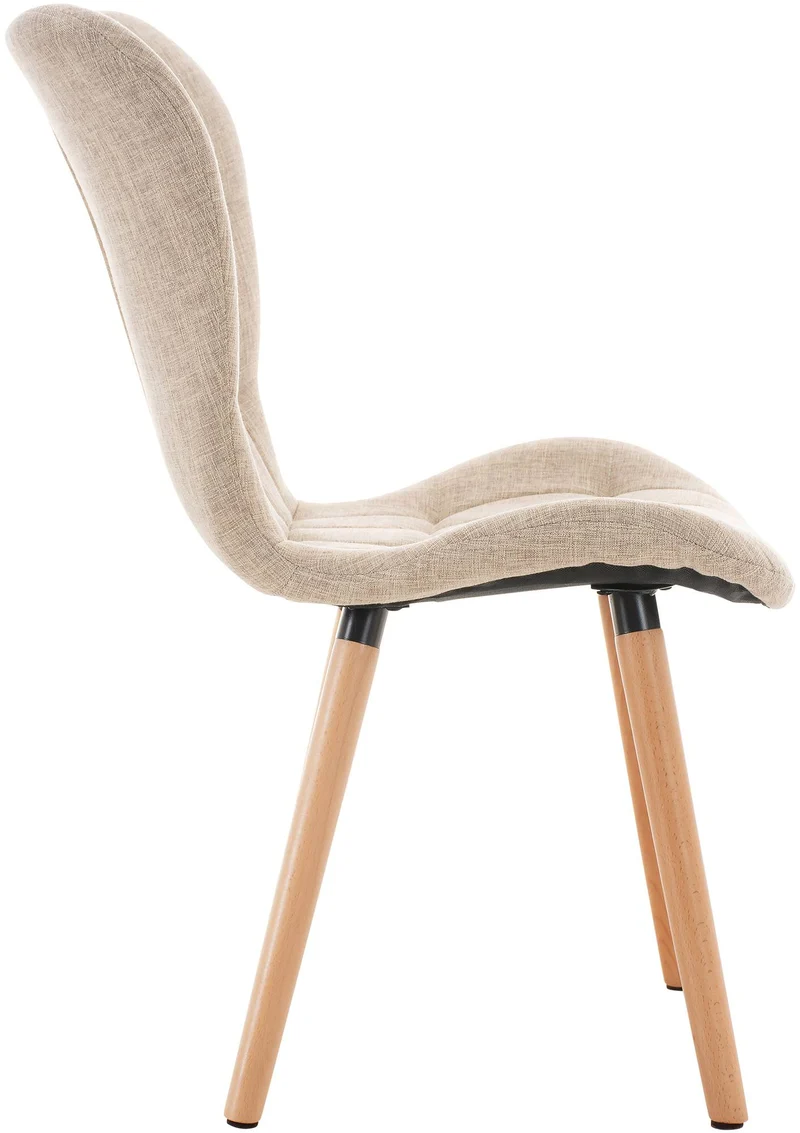 Lot de 2 chaises de salle à manger dossier haut coutures décoratives assise en tissu crème 10_0001653