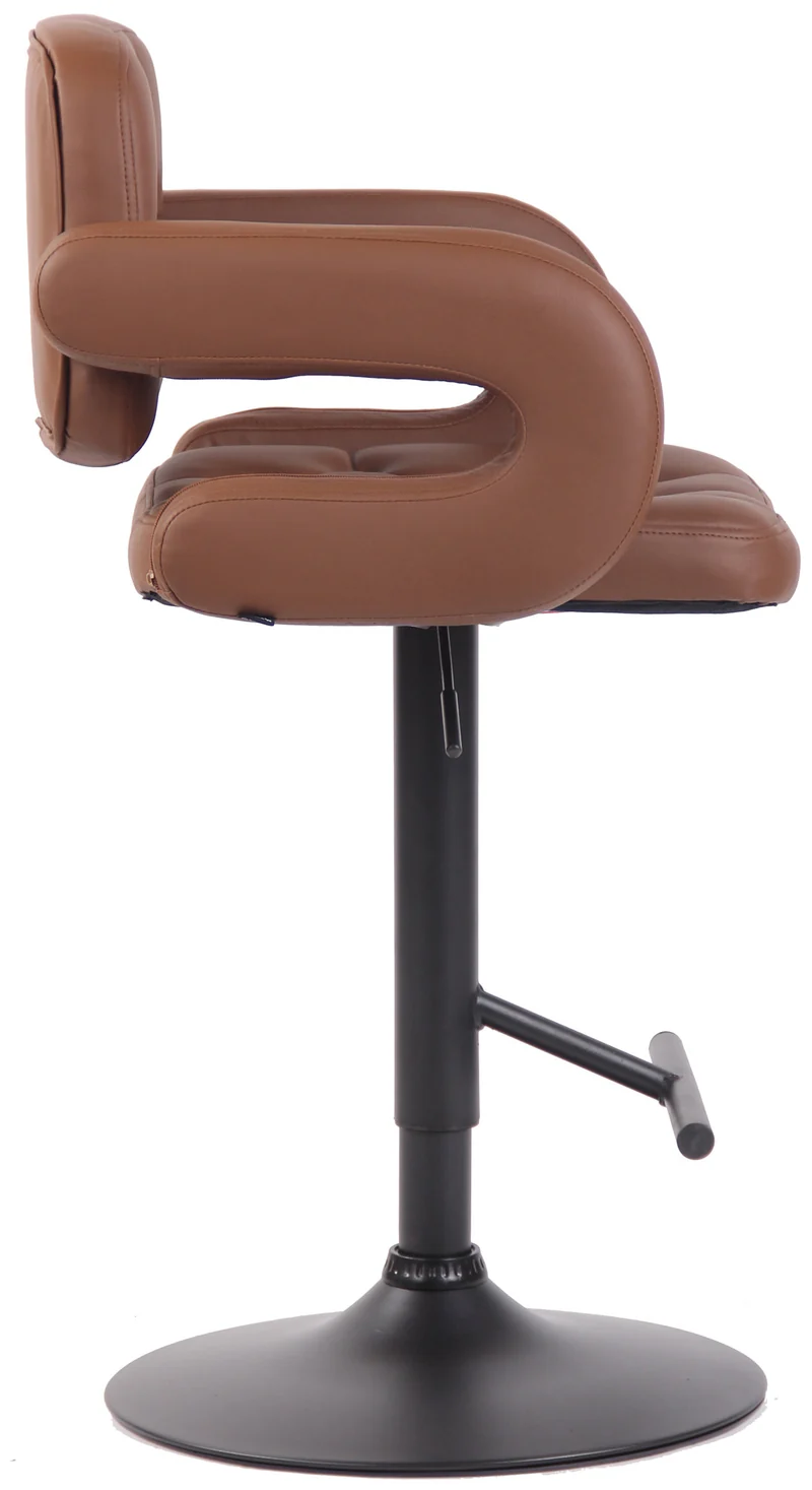 Tabouret de bar capitonné en synthétique marron clair accoudoirs repose-pieds métal marron design moderne TDB10504
