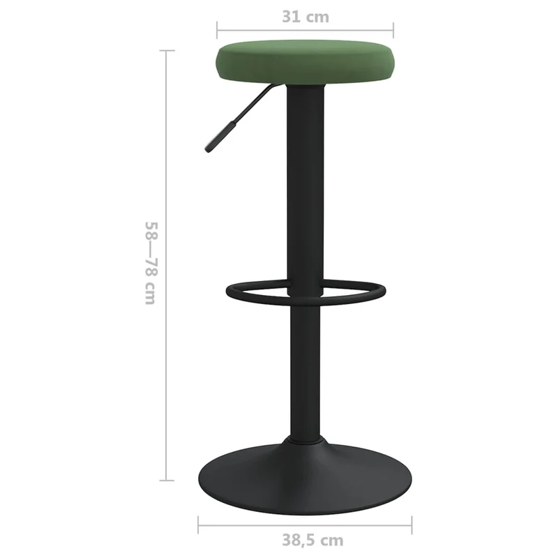 Lot de 2 tabourets de bar chaises hautes avec repose-pied en velours vert foncé et acier DEC029900