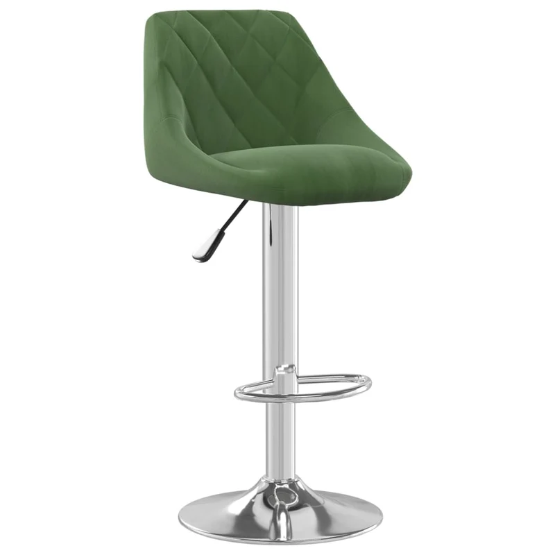 Lot de 2 tabourets de bar chaises hautes coutures en losange en velours vert foncé et acier DEC029891