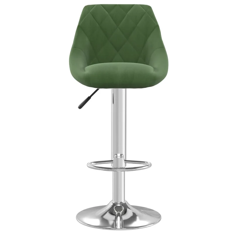 Lot de 2 tabourets de bar chaises hautes coutures en losange en velours vert foncé et acier DEC029891