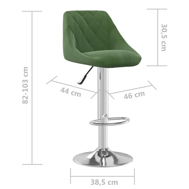 Lot de 2 tabourets de bar chaises hautes coutures en losange en velours vert foncé et acier DEC029891