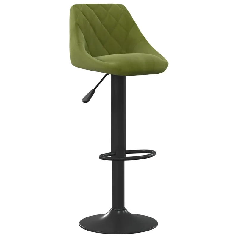 Lot de 2 tabourets de bar chaises hautes coutures en losange en velours vert clair cadre en acier DEC029885