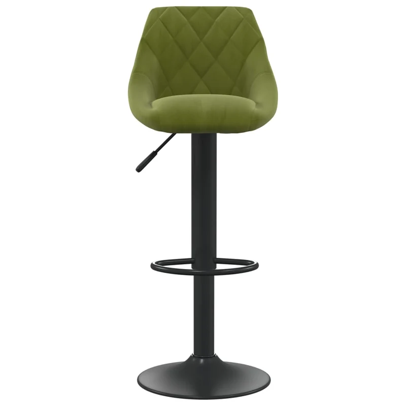 Lot de 2 tabourets de bar chaises hautes coutures en losange en velours vert clair cadre en acier DEC029885