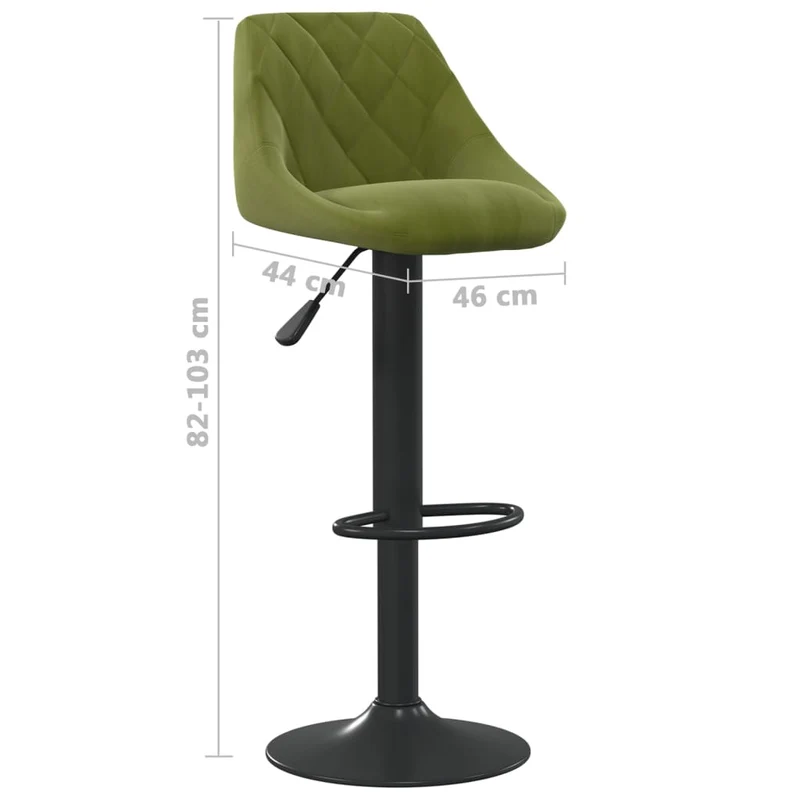 Lot de 2 tabourets de bar chaises hautes coutures en losange en velours vert clair cadre en acier DEC029885