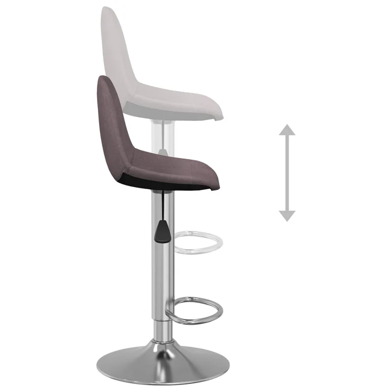 Lot de 2 tabourets de bar chaises hautes hauteur réglable en tissu taupe cadre en acier DEC029883