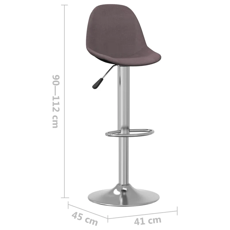 Lot de 2 tabourets de bar chaises hautes hauteur réglable en tissu taupe cadre en acier DEC029883