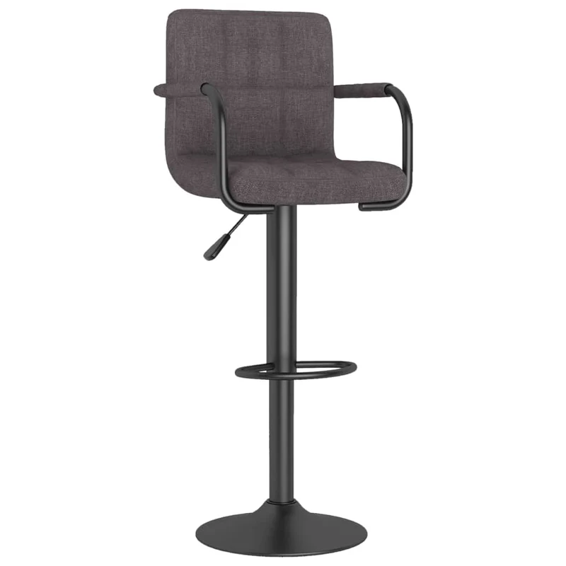 Lot de 2 tabourets de bar chaises hautes avec dossier et accoudoirs en tissu taupe et acier DEC029882