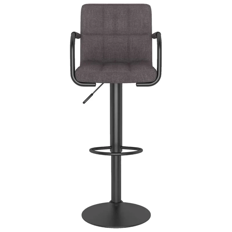 Lot de 2 tabourets de bar chaises hautes avec dossier et accoudoirs en tissu taupe et acier DEC029882