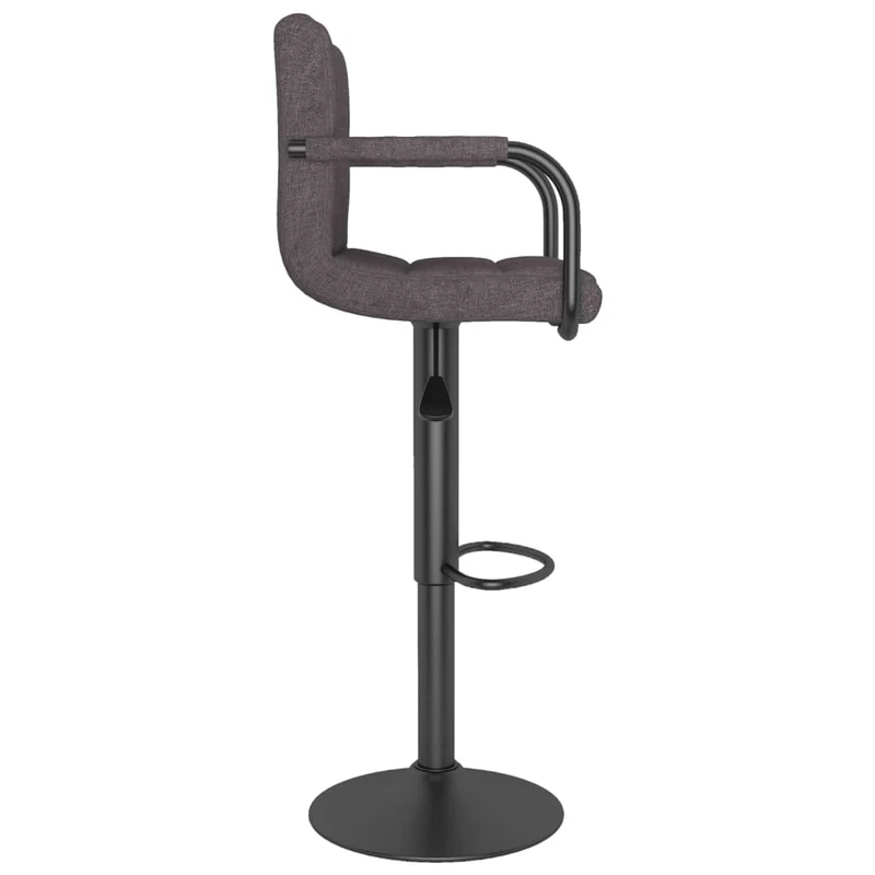 Lot de 2 tabourets de bar chaises hautes avec dossier et accoudoirs en tissu taupe et acier DEC029882