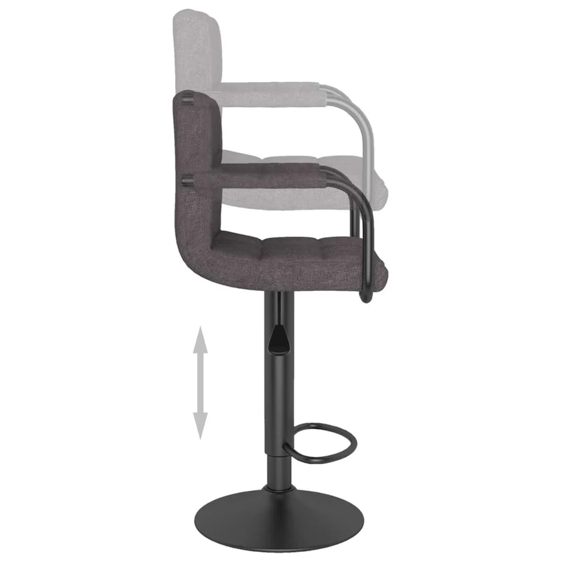 Lot de 2 tabourets de bar chaises hautes avec dossier et accoudoirs en tissu taupe et acier DEC029882