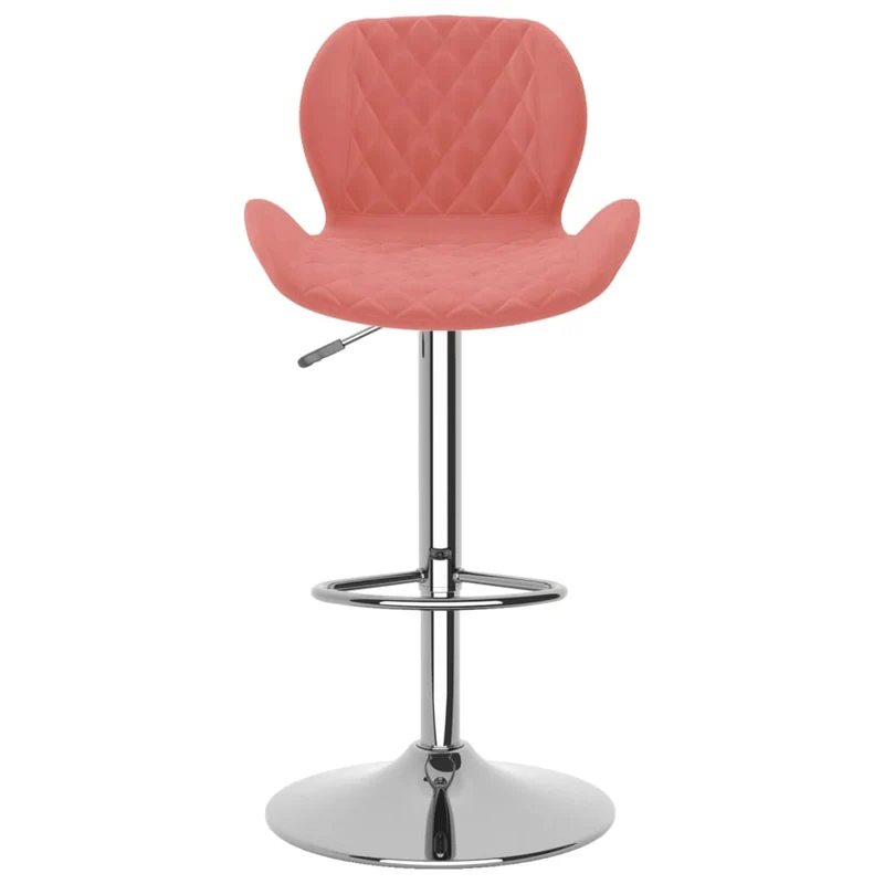 Lot de 2 tabourets de bar chaises hautes coutures en losange en velours rose cadre en acier DEC029845