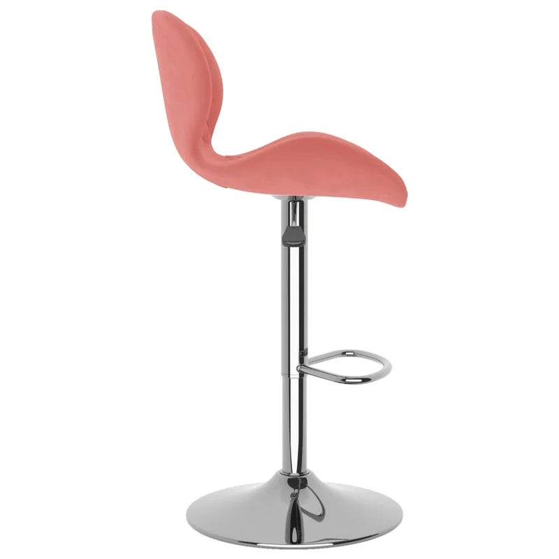 Lot de 2 tabourets de bar chaises hautes coutures en losange en velours rose cadre en acier DEC029845
