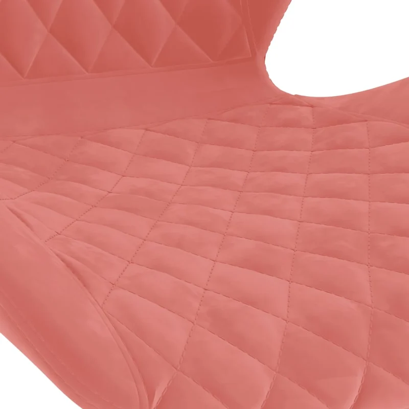 Lot de 2 tabourets de bar chaises hautes coutures en losange en velours rose cadre en acier DEC029845