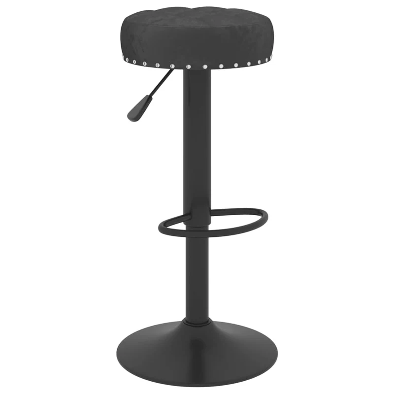 Lot de 2 tabourets de bar chaises hautes boutons décoratifs en velours noir et acier DEC029826