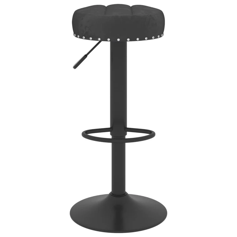 Lot de 2 tabourets de bar chaises hautes boutons décoratifs en velours noir et acier DEC029826