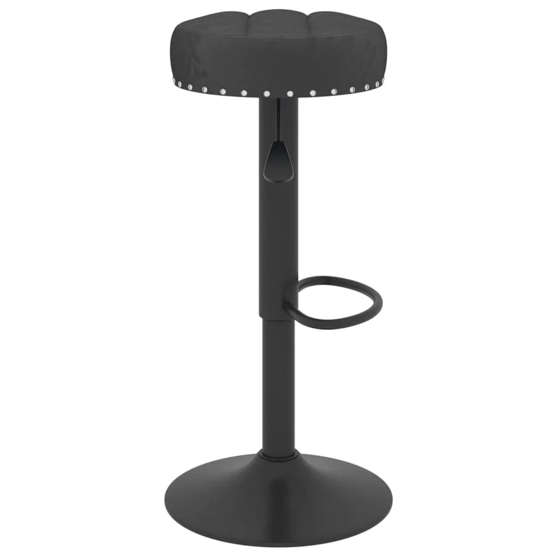 Lot de 2 tabourets de bar chaises hautes boutons décoratifs en velours noir et acier DEC029826