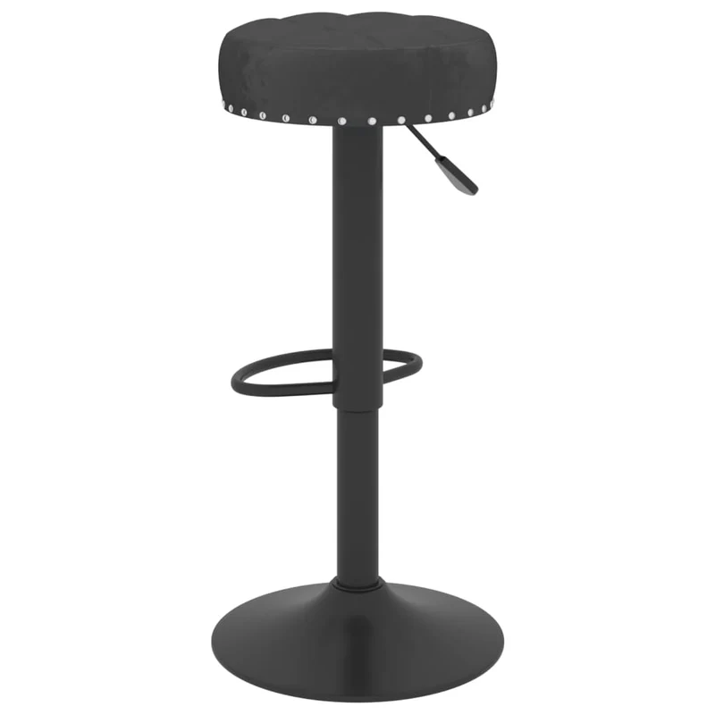Lot de 2 tabourets de bar chaises hautes boutons décoratifs en velours noir et acier DEC029826