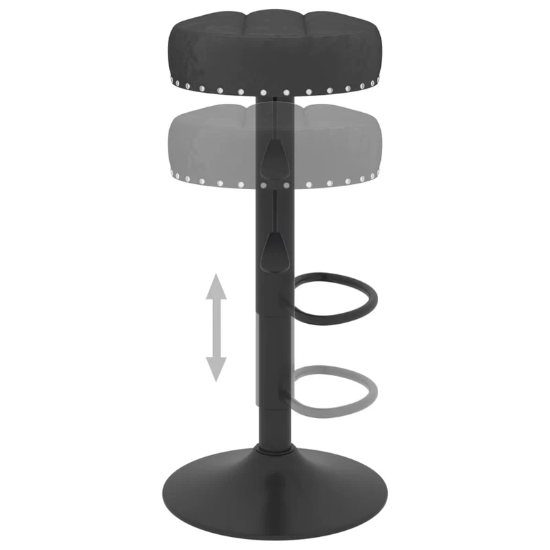 Lot de 2 tabourets de bar chaises hautes boutons décoratifs en velours noir et acier DEC029826