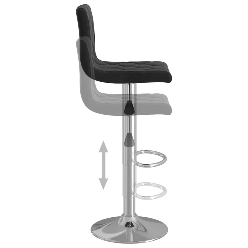 Lot de 2 tabourets de bar chaises hautes assise en losange en velours noir cadre en acier DEC029825